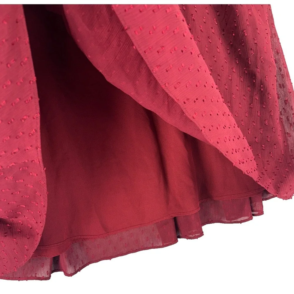 Brooks Brothers Burgundy Dot Flowy Chiffon A-line Skirt‎ SIZE 6